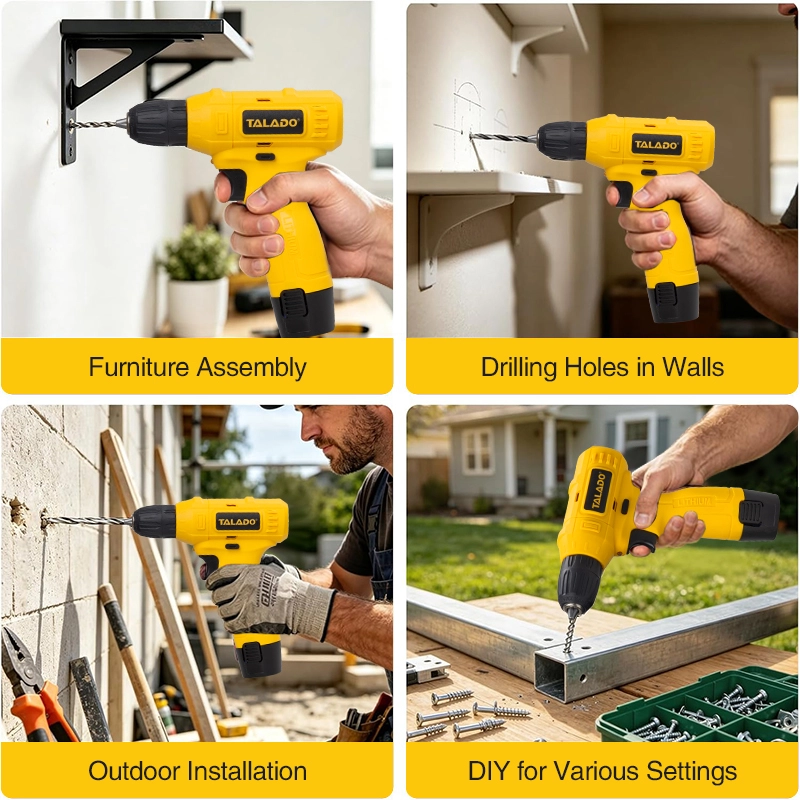 Bor Tanpa Kabel Isi Ulang Ringan 12V untuk Proyek DIY dan Rumah